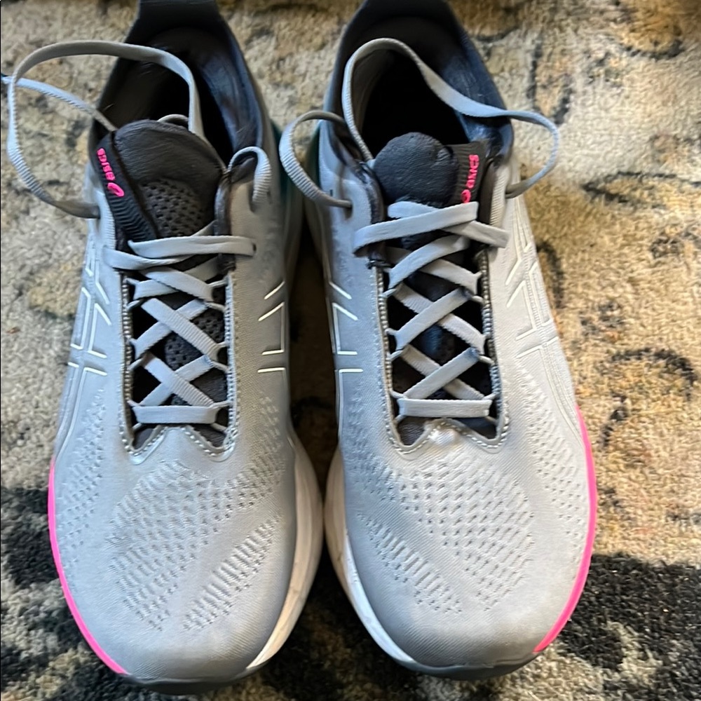 Asics Gray and Pink Athletic Shoes